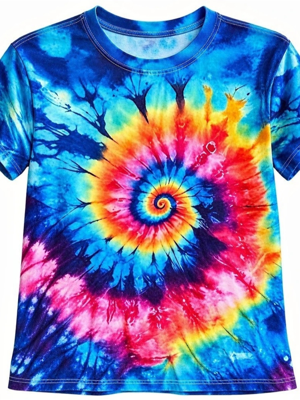 Tie-Dye Short Sleeve Tee in Blue & Pink